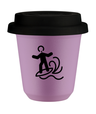 Kubek liliowy 80 ml, WINDSURFING z pokrywka czarna