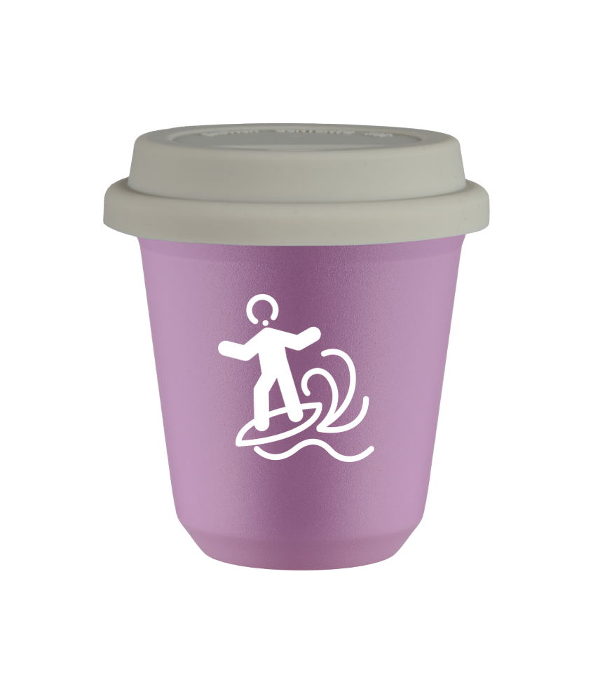 Kubek 80 ml LILIOWY "Windsurfing (biały)", z białą pokrywką