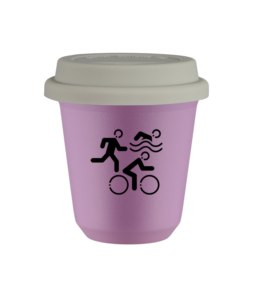 Kubek 80 ml LILIOWY "Sporty (czarny)", z białą pokrywką