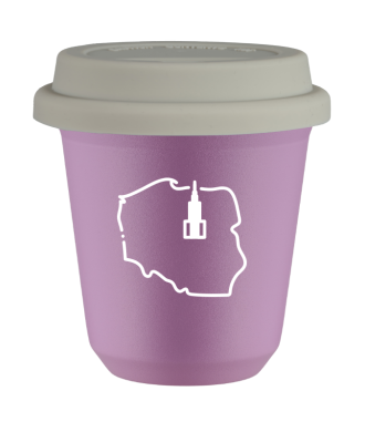 Kubek liliowy 80 ml, POLSKA (bialy) z pokrywka biala