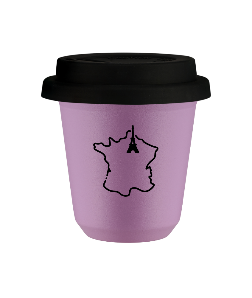 Kubek 80 ml LILIOWY "Francja", z czarną pokrywką