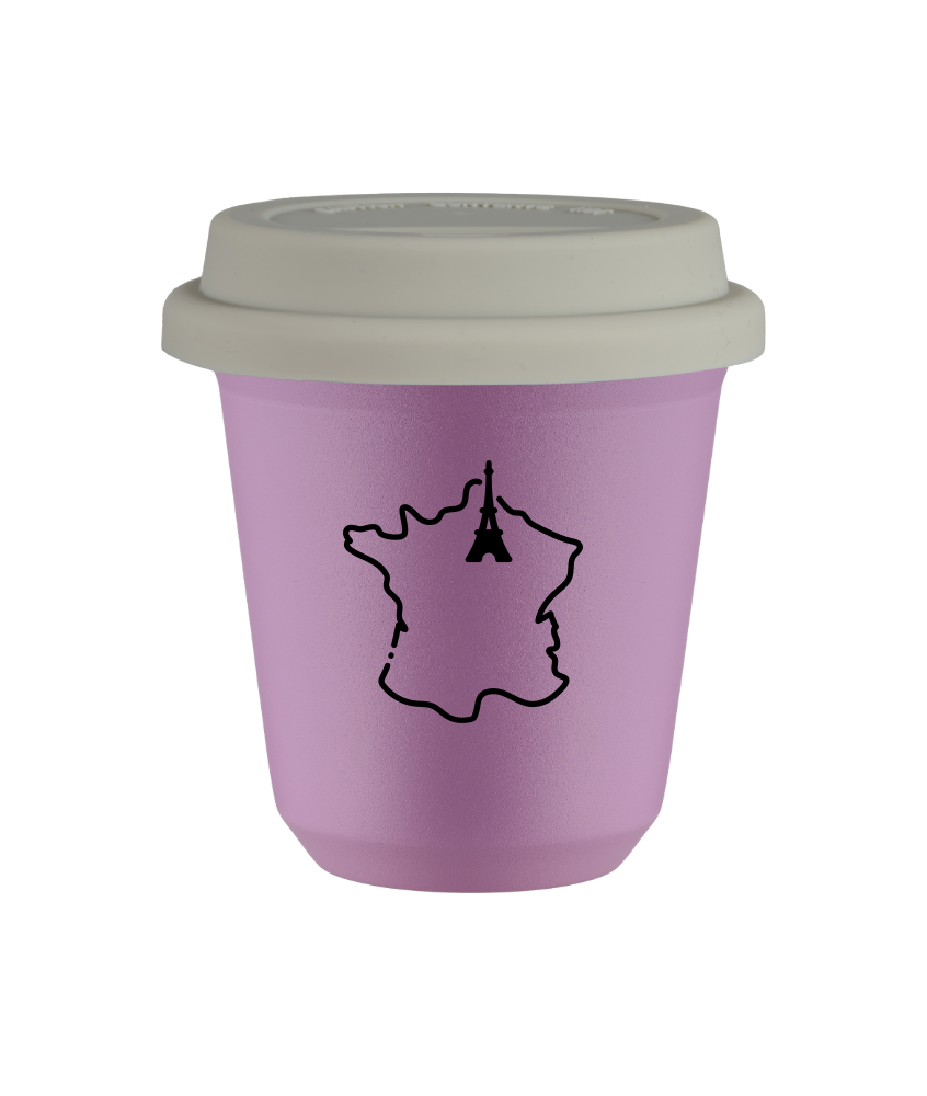 Kubek 80 ml LILIOWY "Francja", z białą pokrywką