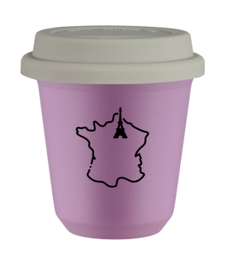 Kubek 80 ml LILIOWY "Francja (czarny)", z białą pokrywką Kubek 80 ml LILIOWY "Francja (czarny)", z białą pokrywką