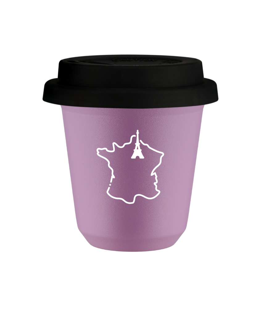 Kubek 80 ml LILIOWY "Francja (biały)", z czarną pokrywką