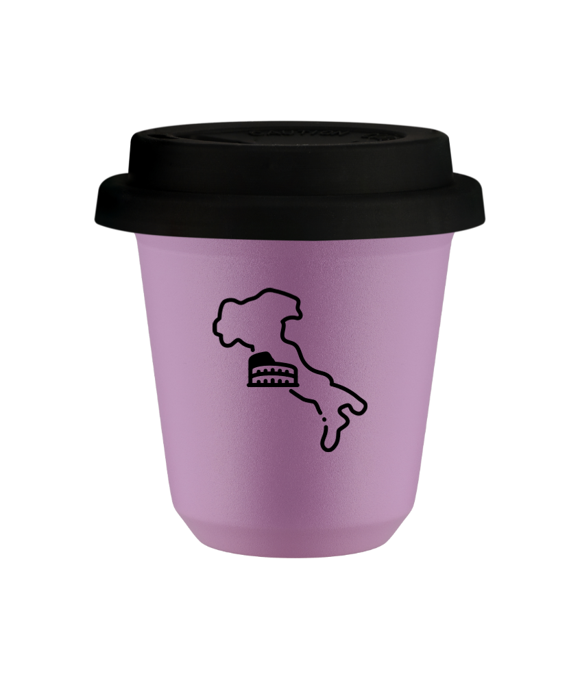 Kubek 80 ml LILIOWY "Włochy", z czarną pokrywką