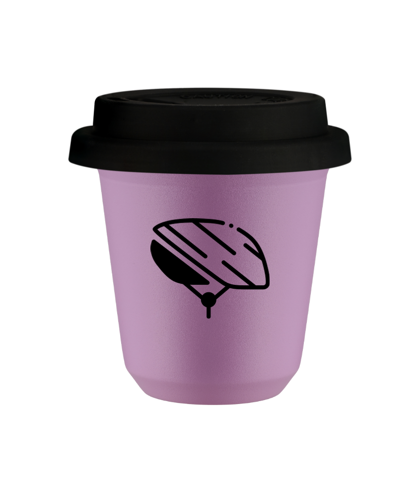 Kubek 80 ml LILIOWY "Kask", z czarną pokrywką