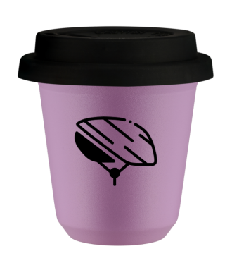 Kubek 80 ml LILIOWY "Kask (czarny)", z czarną pokrywką Kubek 80 ml LILIOWY "Kask (czarny)", z czarną pokrywką