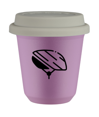 Kubek 80 ml LILIOWY "Kask (czarny)", z białą pokrywką Kubek 80 ml LILIOWY "Kask (czarny)", z białą pokrywką