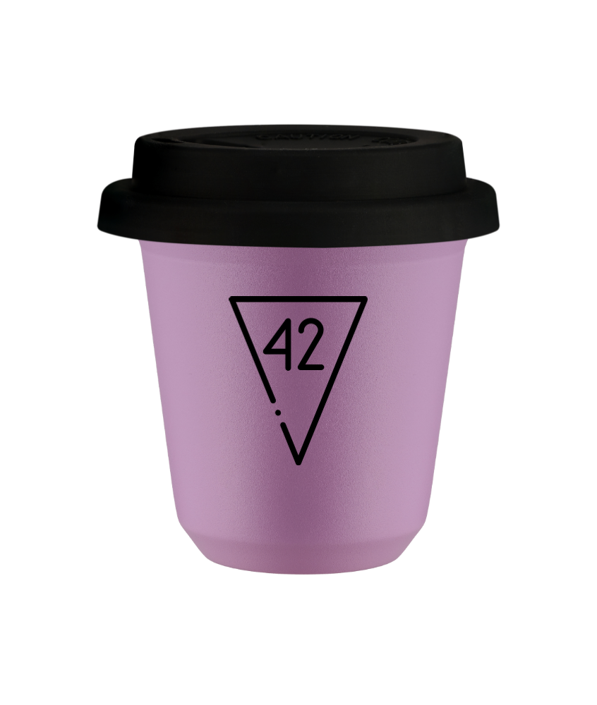 Kubek 80 ml LILIOWY "42 (czarny)", z czarną pokrywką