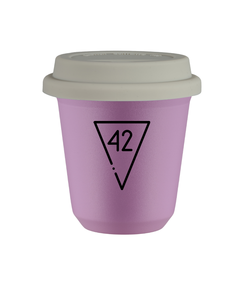 Kubek 80 ml LILIOWY "42 (czarny)", z białą pokrywką