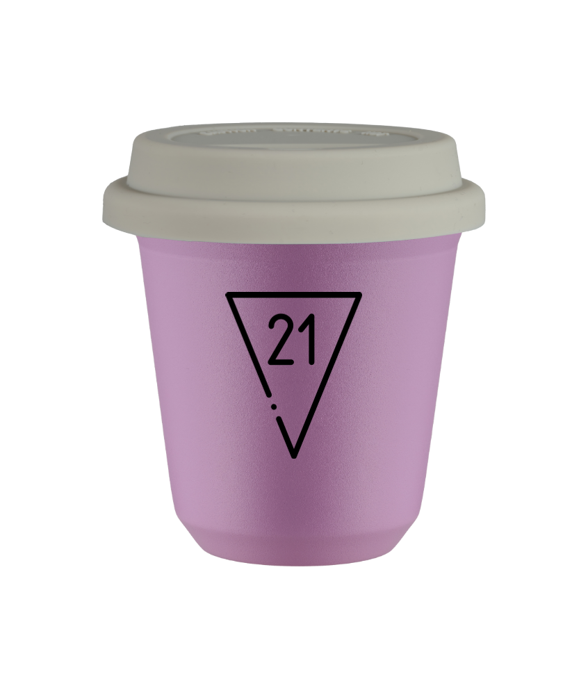 Kubek 80 ml LILIOWY "21", z białą pokrywką