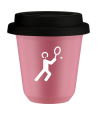 Kubek hot pink 80 ml, TENIS 1 (bialy) z pokrywka czarna kubek termiczny na kawe | 70,00 zł