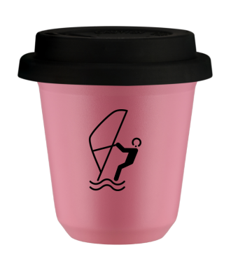 Kubek hot pink 80 ml, SPORTY WODNE z pokrywka czarna
