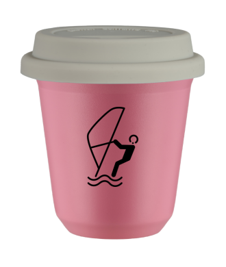 Kubek hot pink 80 ml, SPORTY WODNE (czarny) z pokrywka biala