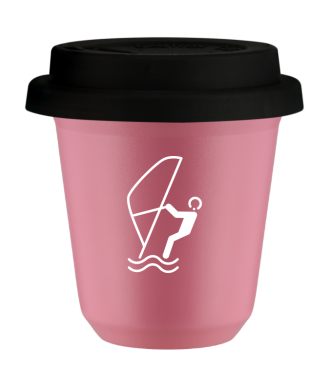 Kubek hot pink 80 ml, SPORTY WODNE (bialy) z pokrywka czarna