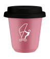 Kubek hot pink 80 ml, SPORTY WODNE (bialy) z pokrywka czarna kubek termiczny na kawe | 70,00 zł