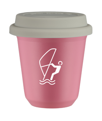 Kubek hot pink 80 ml, SPORTY WODNE (bialy) z pokrywka biala