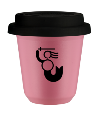 Kubek hot pink 80 ml, WARSZAWSKA SYRENKA z pokrywka czarna