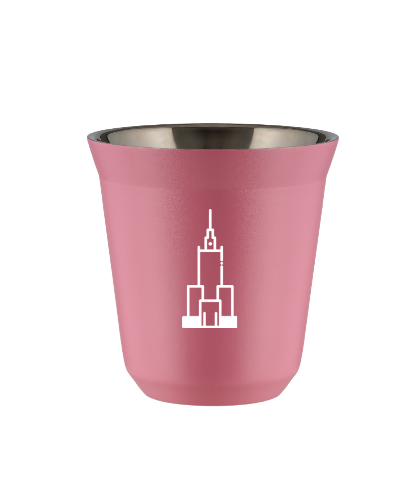 Kubek 80 ml RÓŻOWY "Pałac kultury i nauki (biały)"