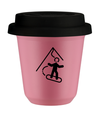 Kubek 80 ml RÓŻOWY "Snowboard (czarny)", z czarną pokrywką Kubek 80 ml RÓŻOWY "Snowboard (czarny)", z czarną pokrywką