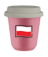 Kubek hot pink 80 ml, FLAGA POLSKI (czarny) z pokrywka biala kubek termiczny na kawe | 70,00 zł