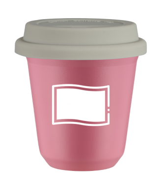 Kubek hot pink 80 ml, FLAGA POLSKI (bialy) z pokrywka biala