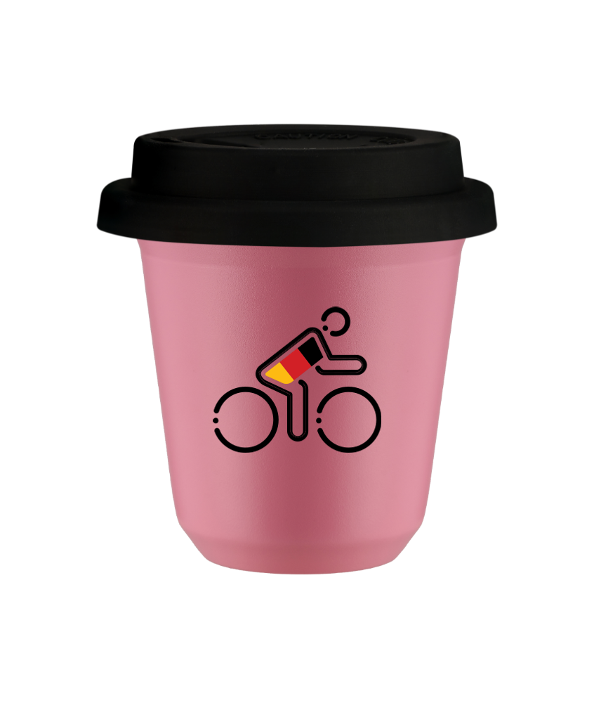 Kubek hot pink 80 ml, KOLARZ W NIEMIECKICH BARWACH (czarny) z pokrywka czarna kubek termiczny na kawe | 70,00 zł