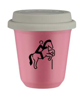 Kubek hot pink 80 ml, JEZDZIECTWO 1 z pokrywka biala