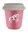 Kubek hot pink 80 ml, JEZDZIECTWO 2 (bialy) z pokrywka biala kubek termiczny na kawe | 70,00 zł