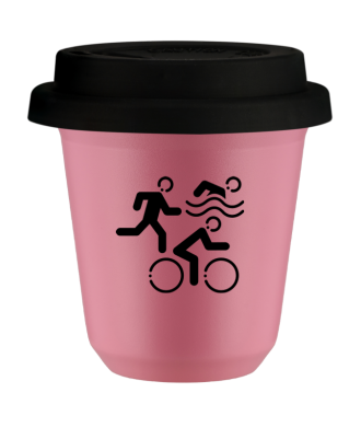 Kubek hot pink 80 ml, SPORTY z pokrywka czarna