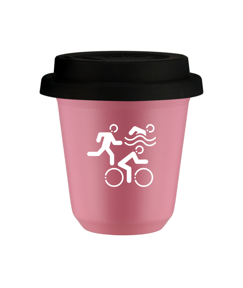 Kubek hot pink 80 ml, SPORTY (bialy) z pokrywka czarna kubek termiczny na kawe | 70,00 zł