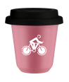 Kubek hot pink 80 ml, KOLARSTWO 2 (bialy) z pokrywka czarna kubek termiczny na kawe | 70,00 zł