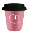 Kubek hot pink 80 ml, POLSKA (bialy) z pokrywka czarna kubek termiczny na kawe | 70,00 zł