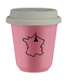 Kubek hot pink 80 ml, FRANCJA z pokrywka biala kubek termiczny na kawe | 70,00 zł