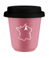 Kubek hot pink 80 ml, FRANCJA (bialy) z pokrywka czarna kubek termiczny na kawe | 70,00 zł
