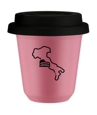 Kubek hot pink 80 ml, WLOCHY (czarny) z pokrywka czarna