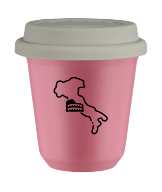 Kubek hot pink 80 ml, WLOCHY (czarny) z pokrywka biala