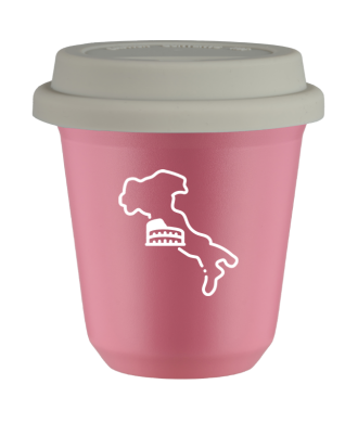 Kubek hot pink 80 ml, WLOCHY (bialy) z pokrywka biala
