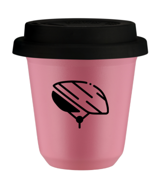 Kubek hot pink 80 ml, KASK z pokrywka czarna