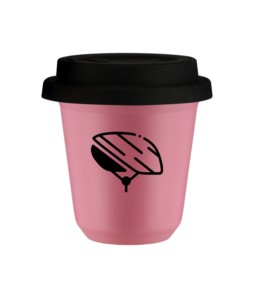 Kubek hot pink 80 ml, KASK z pokrywka czarna kubek termiczny na kawe | 70,00 zł