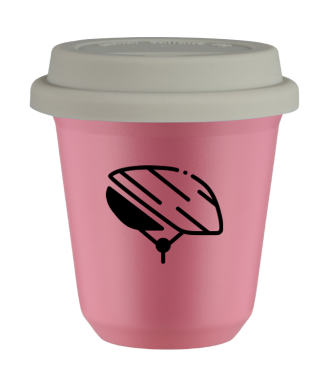 Kubek hot pink 80 ml, KASK z pokrywka biala