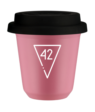 Kubek hot pink 80 ml, 42 (bialy) z pokrywka czarna