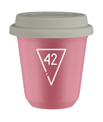 Kubek hot pink 80 ml, 42 (bialy) z pokrywka biala