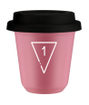 Kubek hot pink 80 ml, 1 (bialy) z pokrywka czarna kubek termiczny na kawe | 70,00 zł