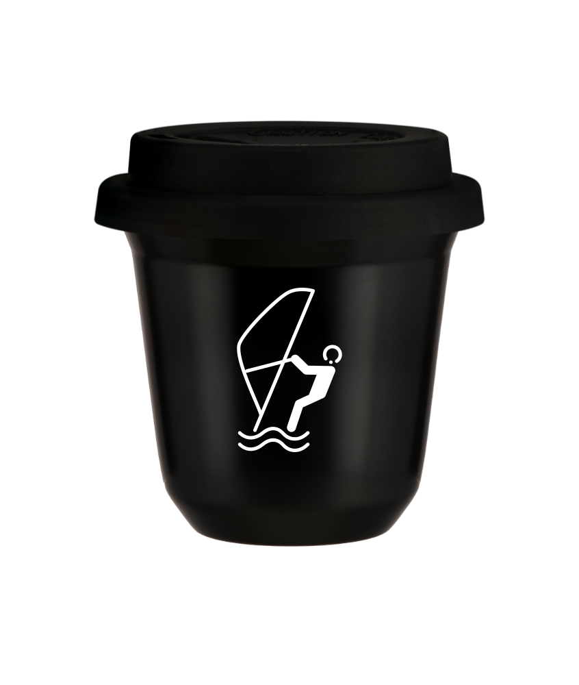 Kubek czarny 150 ml, SPORTY WODNE (bialy) z pokrywka czarna kubek termiczny na kawe | 85,00 zł