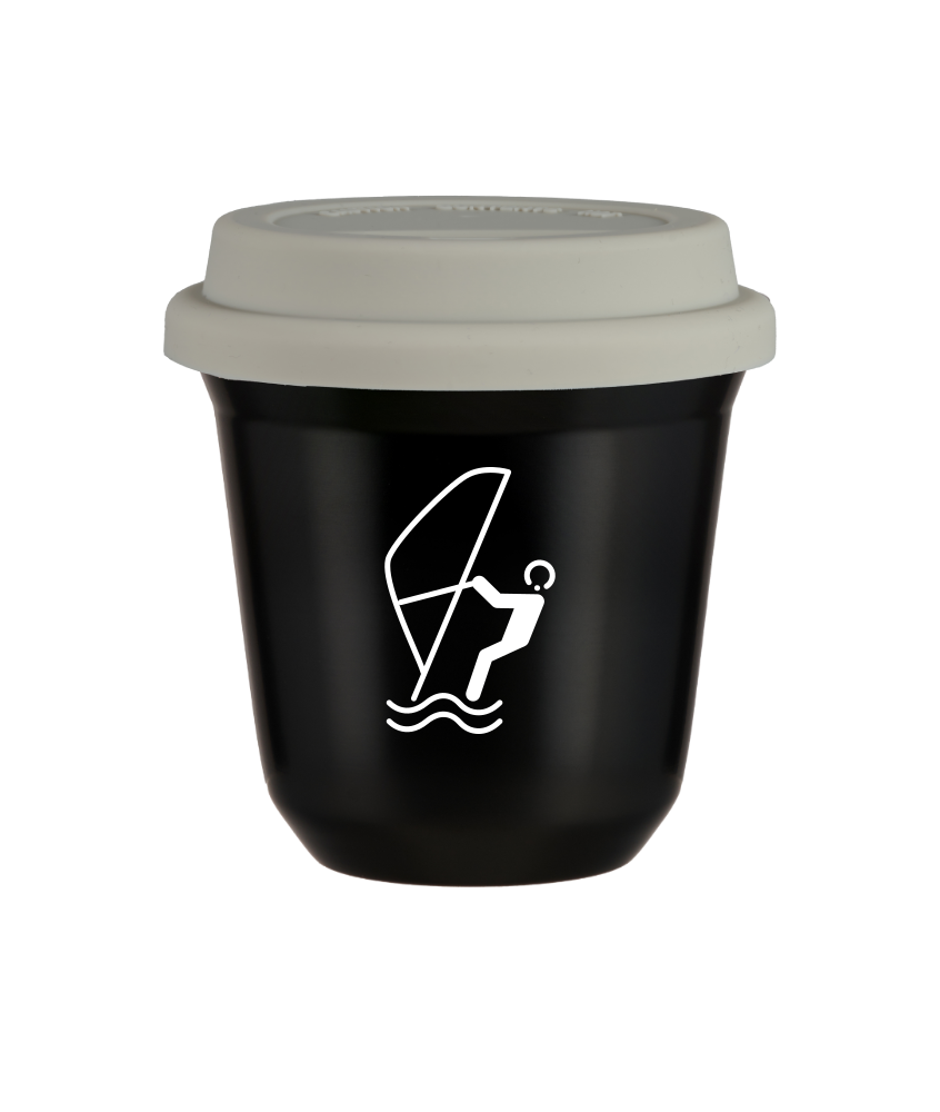 Kubek czarny 150 ml, SPORTY WODNE (bialy) z pokrywka biala kubek termiczny na kawe | 85,00 zł