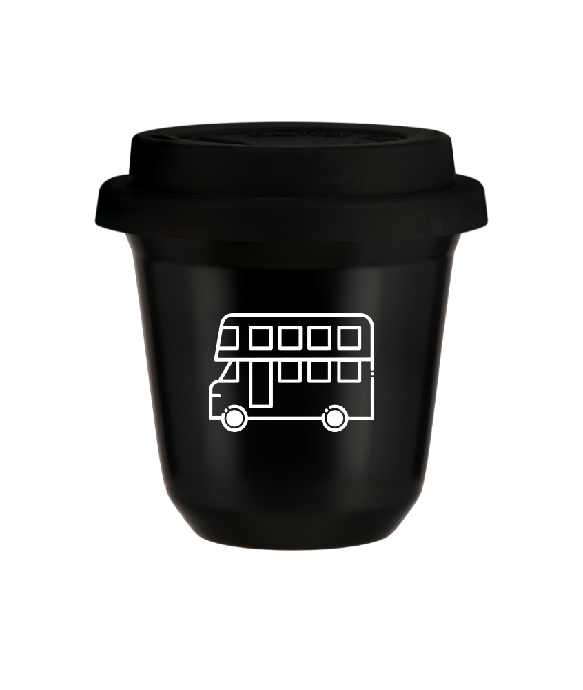 Kubek czarny 150 ml, AUTOBUS (bialy) z pokrywka czarna kubek termiczny na kawe | 85,00 zł Kubek czarny 150 ml, AUTOBUS (bialy) z pokrywka czarna kubek termiczny na kawe | 85,00 zł