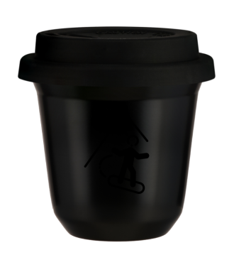 Kubek czarny 150 ml, SNOWBOARD (czarny) z pokrywka czarna