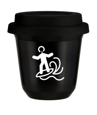 Kubek czarny 150 ml, WINDSURFING (bialy) z pokrywka czarna