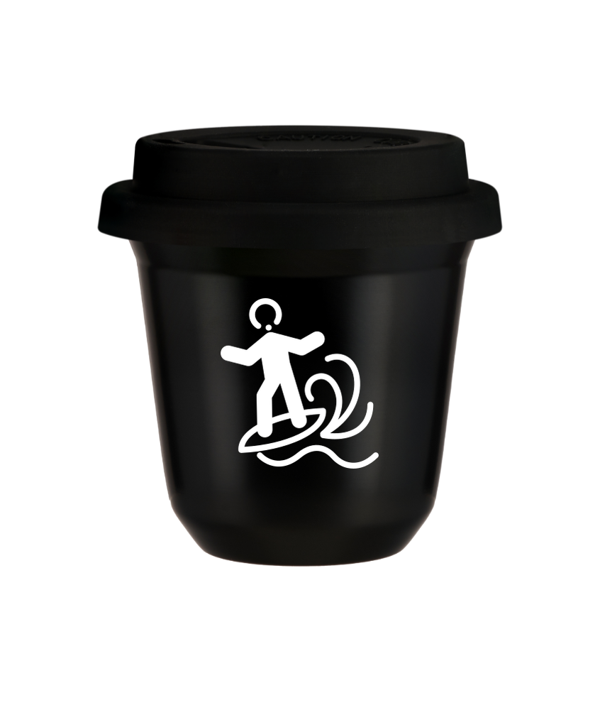 Kubek czarny 150 ml, WINDSURFING (bialy) z pokrywka czarna kubek termiczny na kawe | 85,00 zł